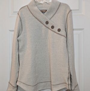 Prana Cream Cowl Neck Sweater with Button Accents